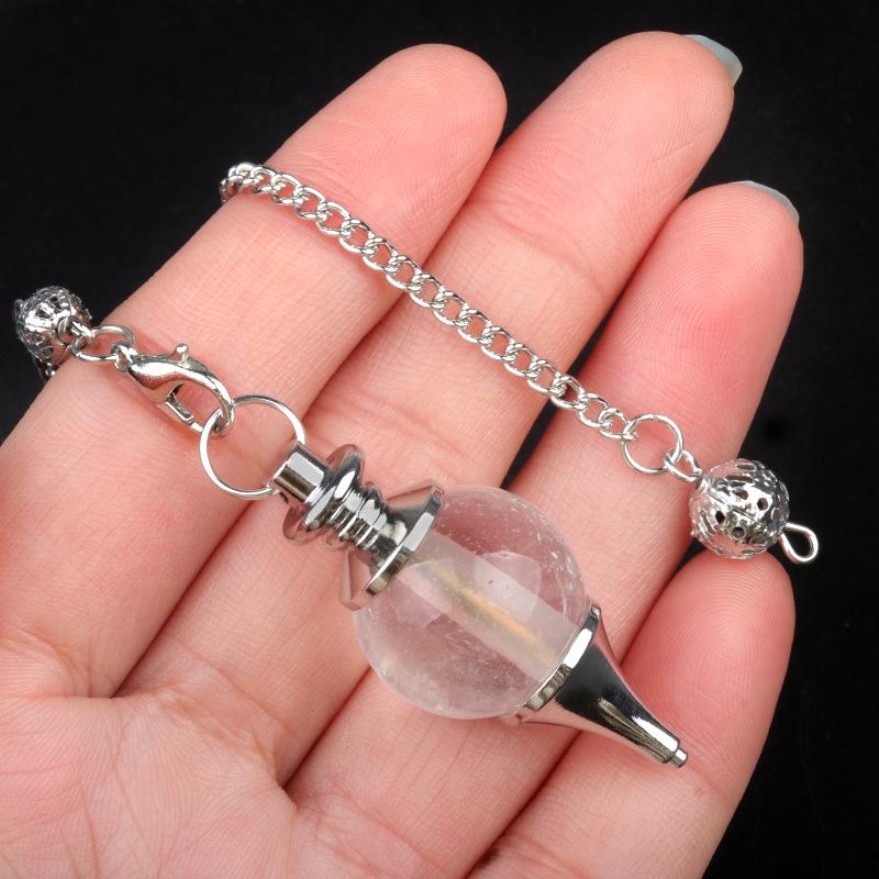 New Style Gemstone Crystal Ball Pendulum Healing Natural Stone Crystal Pendant with Chain for Decompression