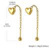 Bow Heart Drop Earrings for Women, Dainty Long Chain Threader Earrings , Minimalist 18K Gold Plated Temperament Jewelry