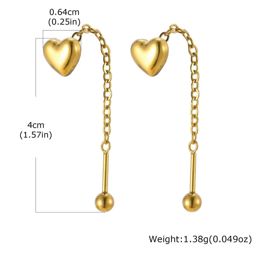 Bow Heart Drop Earrings for Women, Dainty Long Chain Threader Earrings , Minimalist 18K Gold Plated Temperament Jewelry