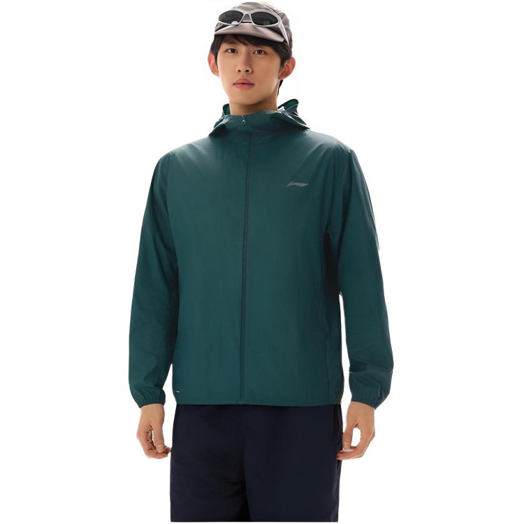 Li-Ning Solid Color Hooded Zipper Casual Windbreaker Men Outerwear AFDW721-8