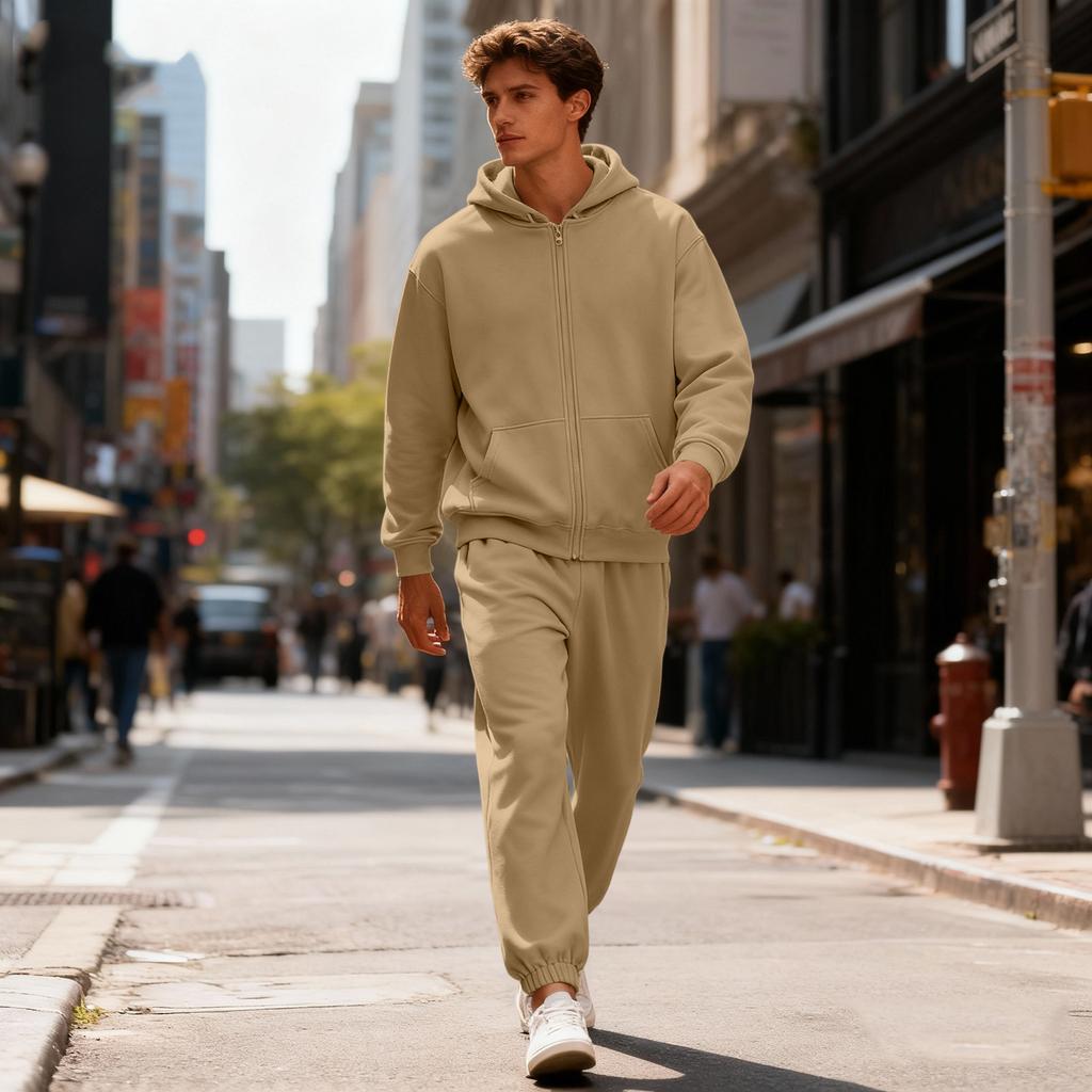 Men's Sweatshirt Suit Men's Solid Color Casual Sports Suit Sweatshirt Suit