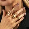 Liquid Metal Folded Wide Ring, Stylish Geometric Wave Glossy Open Ring Set