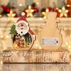 1 Set Christmas Wooden Ornaments with LED Lights, Santa and Snowman 3D Holiday Figures, Battery Operated ,AAA x 2, Not Included, Festive Home Decor,