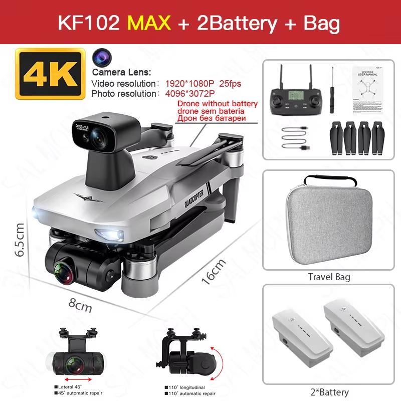2024 New KF102MAX GPS Drone 4K Professional HD Camera 2-Axis Gimbal Anti-Shake 5G WiFi FPV Brushless Foldable RC Quadcopter Toy Gift 1200m