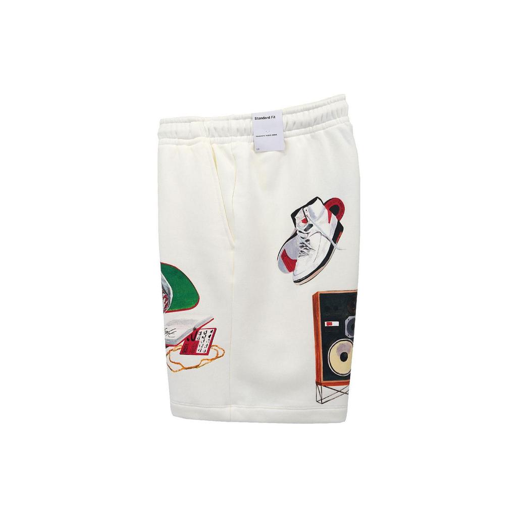 Jordan Graphic Print Drawstring Mid-Waist Casual Shorts Men Bottoms White DQ7543-133