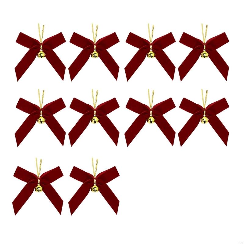 10Pcs Velvety Bowknot Hnaging Ornament with for Christmas Tree Decoration