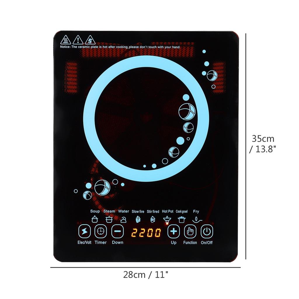 2200W Waterproof Timer Crystal Heating Panel Hotpot Cooktop Stove Touch Screen Electric Induction Cooker