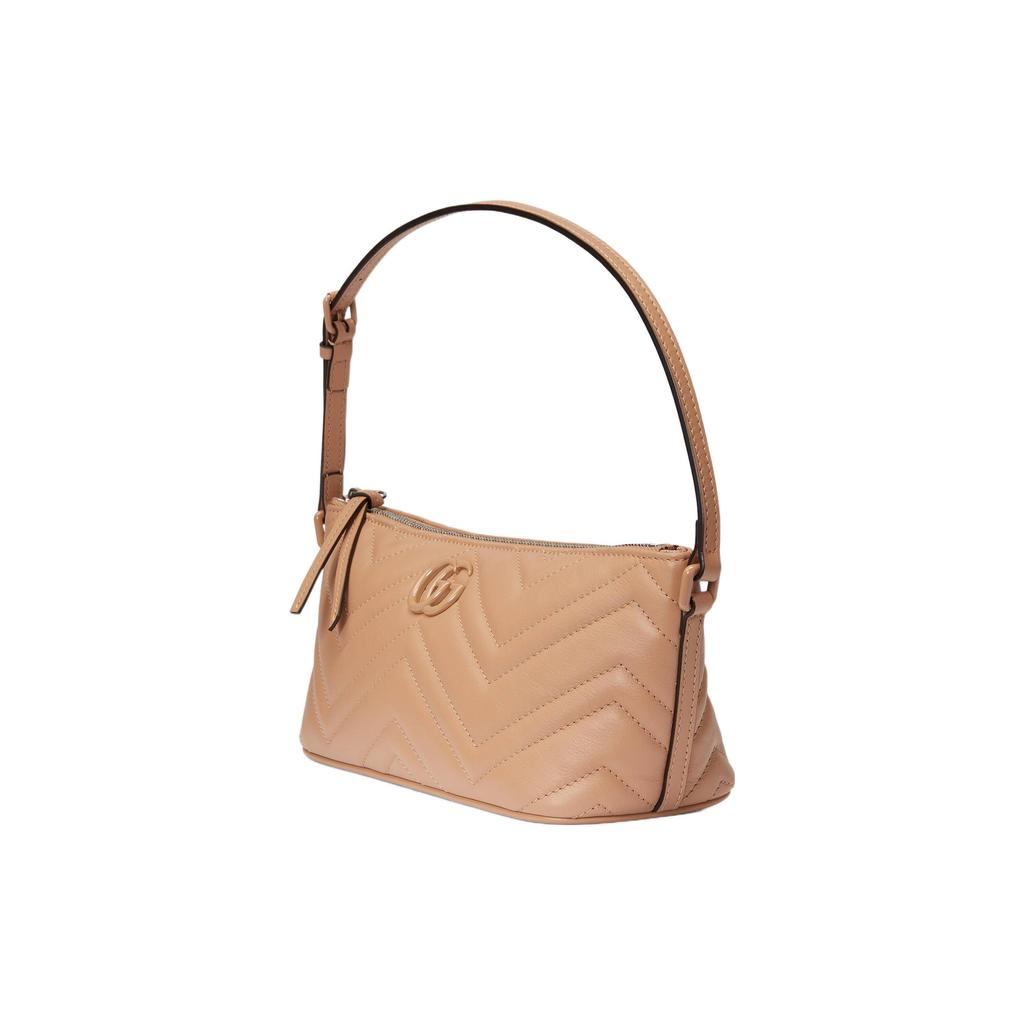 Gucci GG Marmont Double G Logo Quilted Chevron Leather Tote Shoulder Bag Women bags Rose-Beige 739166-DAAAH-2754