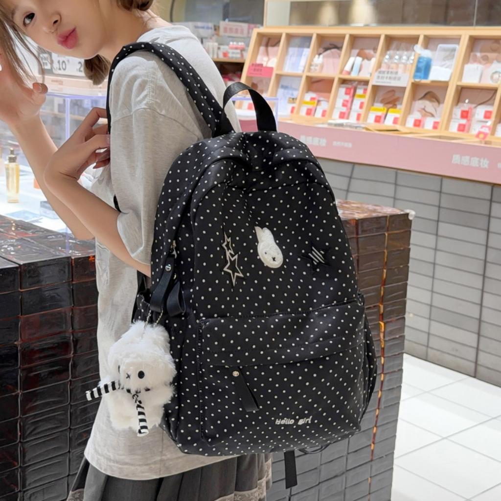 Schoolbagins Wind Sweet Polka Dot Backpack 1011 New Fashion Cute Cartoon Schoolbag Junior High School Student Backpack