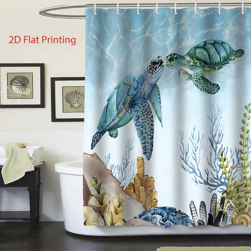 4PC-piece shower curtain set with 12 hooks, shower pad, toilet seat, seat, bathroom non slip carpet, washable curtains for home decoration