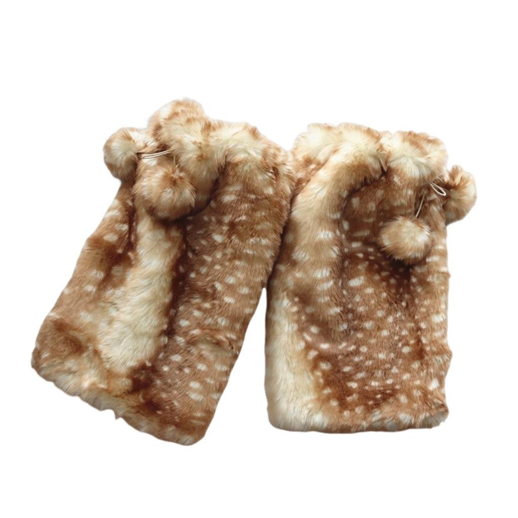 Furry Leg Warmer for Girls Cartoon Deer with Lace Brim Oversized Headgear Lovely Hat Cosplay Photo Props