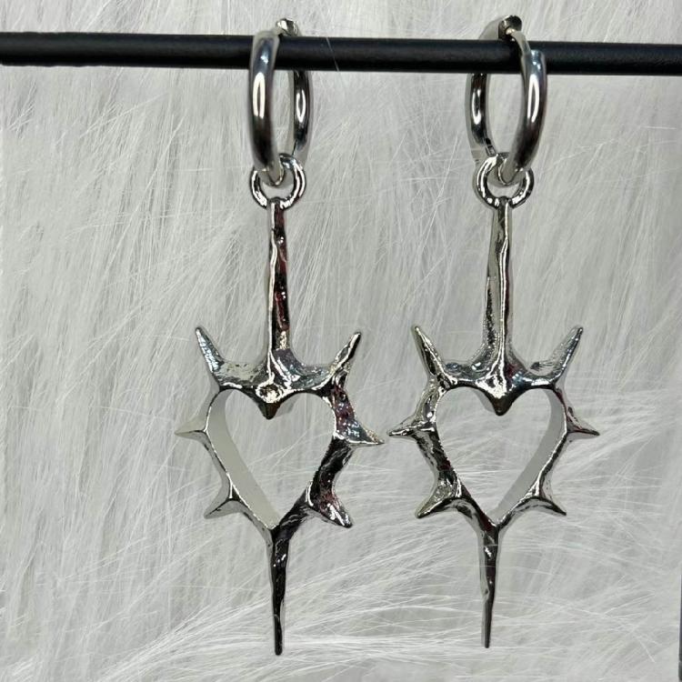 Punk Hip Hop Dangle Earrings Thorn Heart Hoop Earrings Fashion Drop Earrings