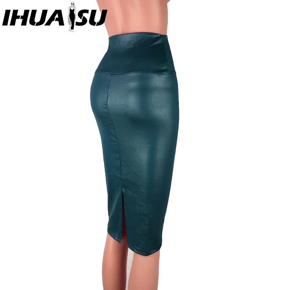 IHUASU Women's Fashion Casual Back Slit Solid Color Print Summer Spring Skirt