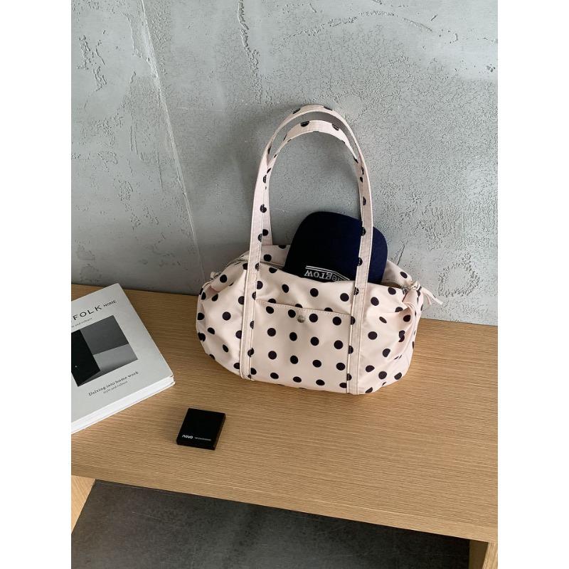 Cute Style Black and White Polka Dot Bag Large Capacity Shoulder Bag New Casual Versatile Nylon Handbag Women