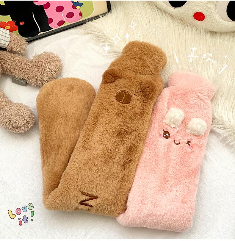 Cartoon Long Hot Water Bottle with Thickened PVC Cover for Winter Bedding