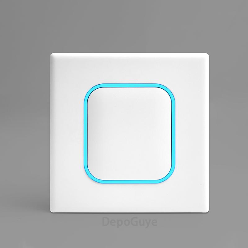 White 1 2 3 4 Gang Button Light Switch Panel Blue LED Indicator,UK Standard Wall Socket Universal Dual 3Pin USB C Power Outlet