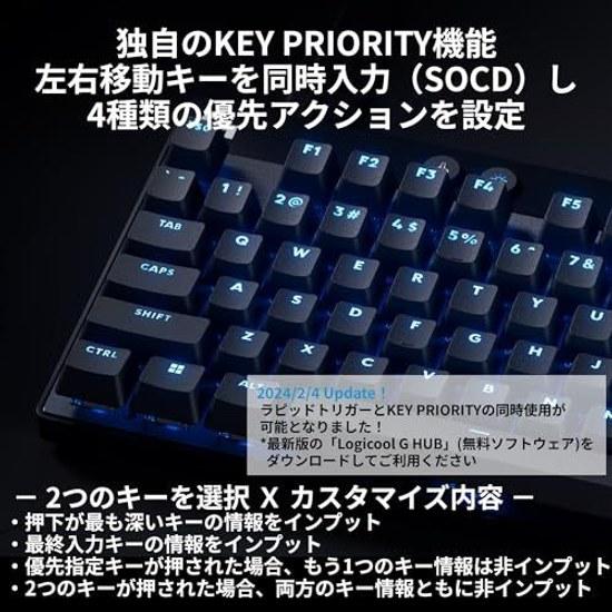 Logicool G Rapid Trigger PRO X TKL Gaming Keyboard Adjustable Actuation Point Key Press Force 35g Japanese Layout G-PKB-TKL-RTBKd Wired Tenkeyless