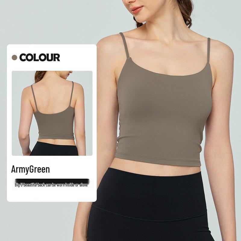 

U-back Slimming Yoga Tank Top with Thin Straps and Half-fixed Cup for Women Small