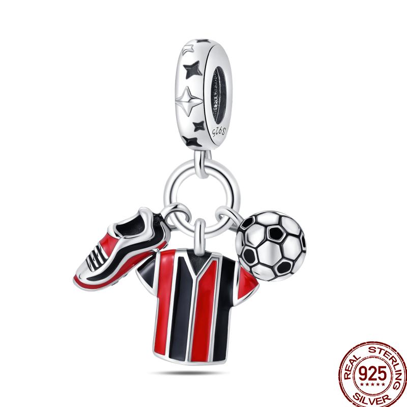 American Sports Series Copper Badminton Baseball Football Pendant Beads Suitable For 3Mm Original Bracelet Diy