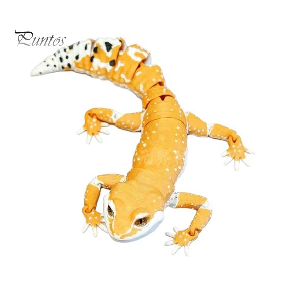 Adjustable Gecko Figurine Articulated Leopard 3D Printed House Lizard Sculpture with Lifelike Model Movable Joints Reptile Collectible for Home