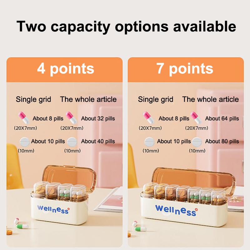 Mini Portable Pill Box Health Travel Supply Moisture Proof Daily Medicine Dispensing 4/7 Compartment Medicine Box Storage Box