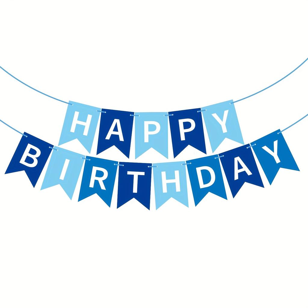 13pcs/set Blue Happy Birthday Banner, Birthday Flag Bunting for Birthday Party Backdrop Decor,Happy Birthday Sign Party Supplies