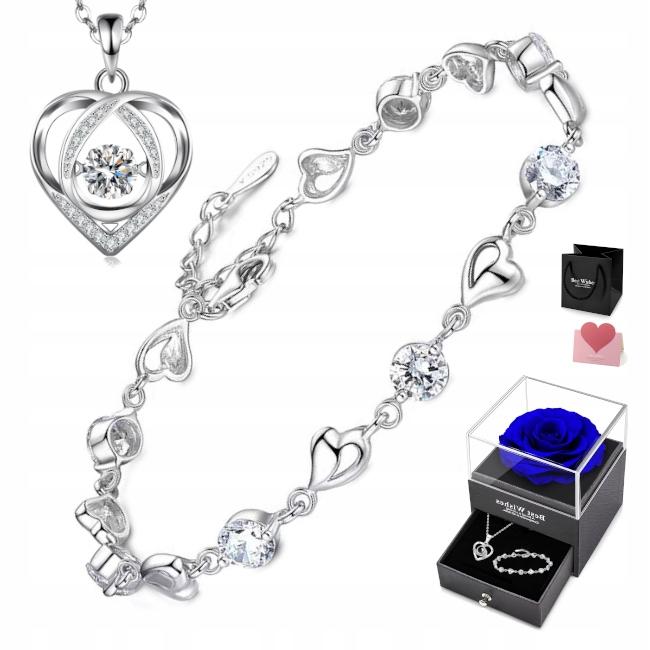SILVER Necklace Women' Chain Heart Pendant As a gift + SET