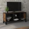 TV Stand - Rustic Brown - 105x36x47 Cm - Metal - MDF - 2 Mesh Doors