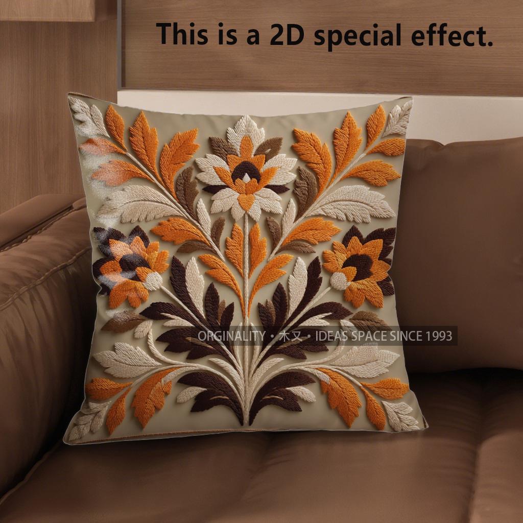 2D Colorful Ethnic Floral Pattern Decorative Pillow Covers Pattern Cushion Cover Suitable For Sofa Bedroom Car Pillow Cover