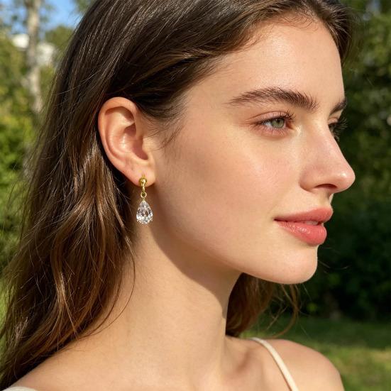 1 Par de Pendientes de Botón Circonita Cúbica Brillante Corte pera Pendientes de Botón Pendientes Adelgazantes para la Cara Joyería Regalo