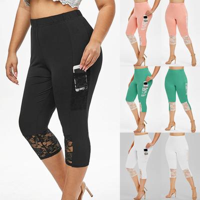 Pantalones de Mujer Puntada de Encaje Pierna Ajustada Leggings Mujer Cintura Elástica Ajustados Pantalones de Yoga para Deportes