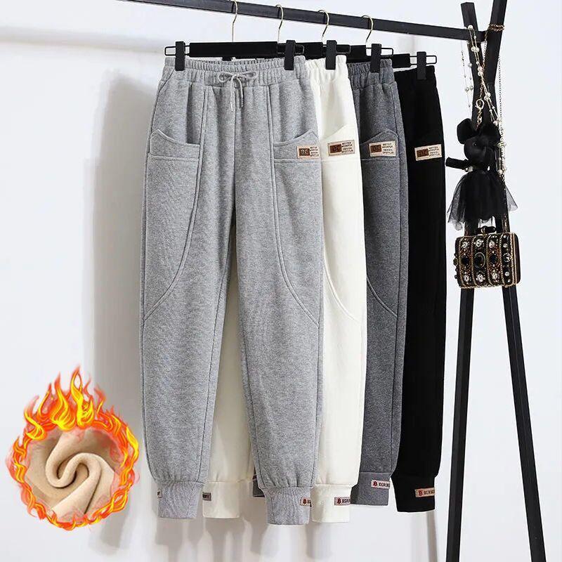 Trendy Women's Fleece Half-Zip Stand Collar Sweatshirt & Loose Harem Pants Set