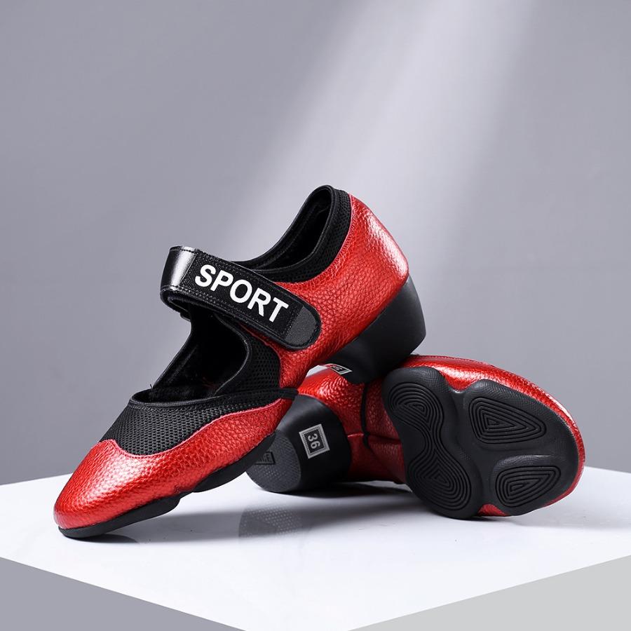 Fashion National Standard Dance Soft Sole Shoes Women's Sports Jazz Dance Shoe Leather Upper Breathable Low Heels Sports Dance Shoes