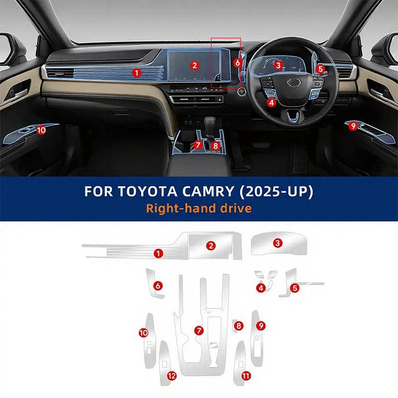 PPF Interior Protection Film Accessories for Toyota Camry XV80 2025 2026 Navigation Center Console Transparent TPU Car Film