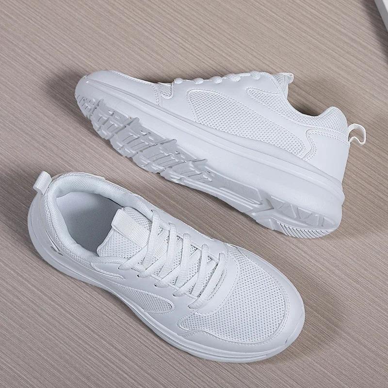 

Новые 2025 Горячие Однотонные Материал Сетка Дышащие На плоской подошве Низкие Мужские Повседневные Уличные Спортивные Кроссовки для бега tenis masculino 35 белый