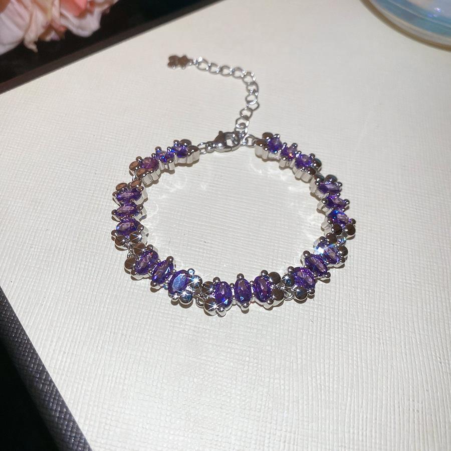 Europe and the United States Hot-selling Color Oval Love Zircon Bracelet Light Luxury Bracelet Personalized Jewelry Women