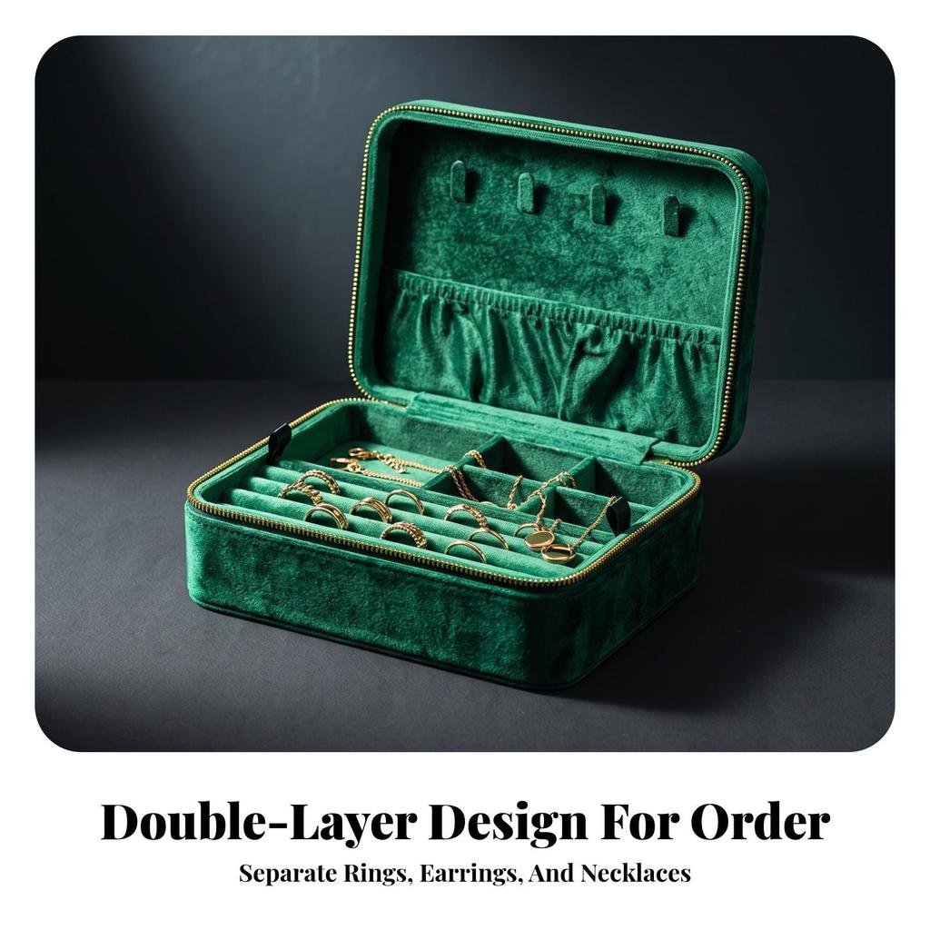 Velvet Jewelry Box with Zipper | tight zipAround Closure, TravelFriendly, Storage Box, for