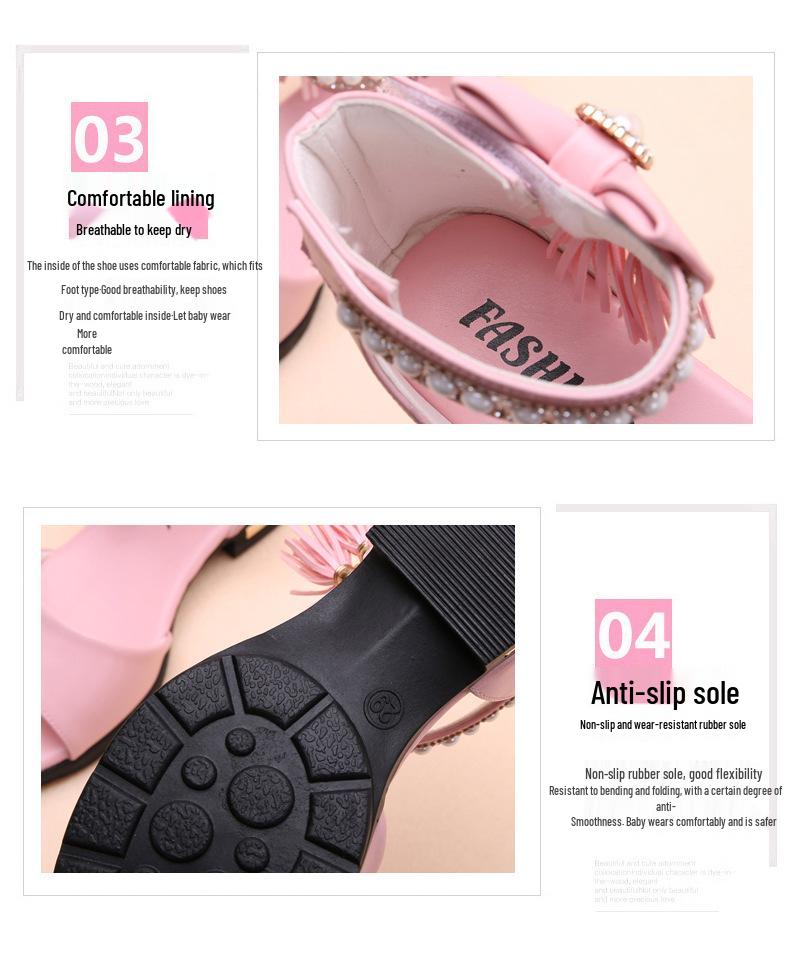 Girls' Summer Princess Sandals 2025 - Korean Style Roman Soft Sole for Middle & Big Kids