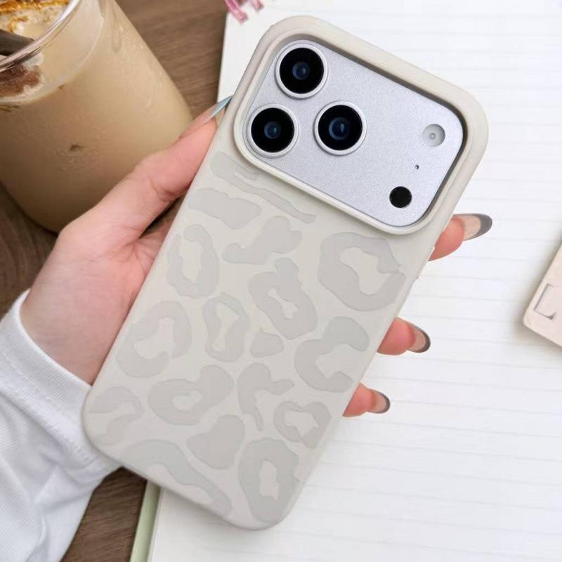 Silicone Leopard Print Phone Case for iPhone 14/15/16/17 Pro Max - Fashionable & Protective Cover
