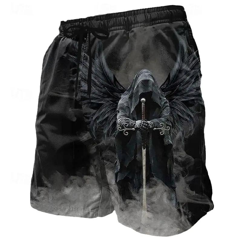 Angel God Knight Muay Thai Boxing Kickboxing Shorts 3D Print Fighting Training Unisex Men Women Quick Dry Fitness Gym Sport Workout Casual Streetwear