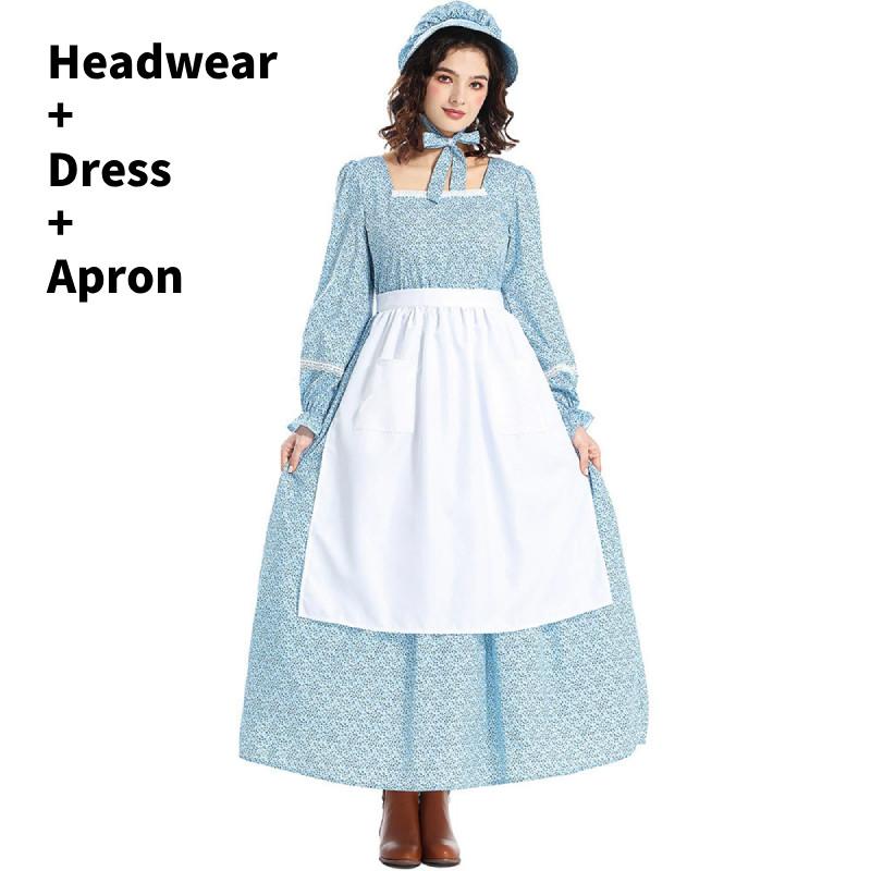 

Floral Pattern Cosplay Dress For Women With Cotton Blend Fabric For Halloween Stage Performances XS