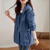 Fashionable Plus Size Women's Mid-length Windbreaker Coat with Hooded for Spring and Autumn