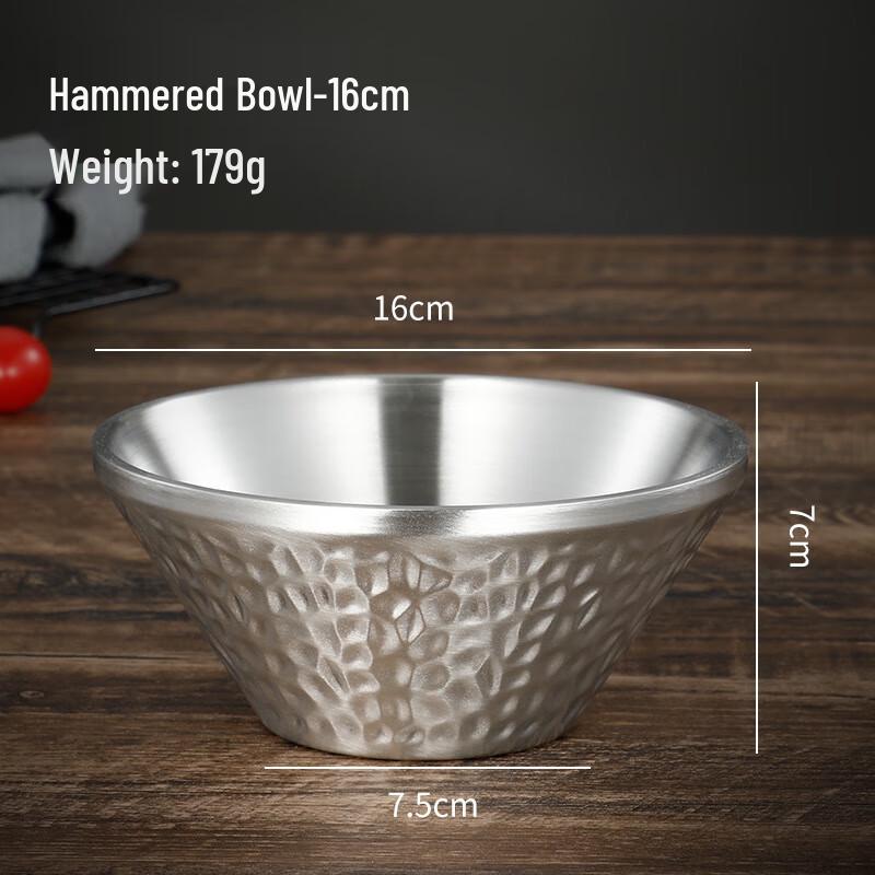 ZISIZ Golden Hammered Double-Wall Insulated Bowl Set