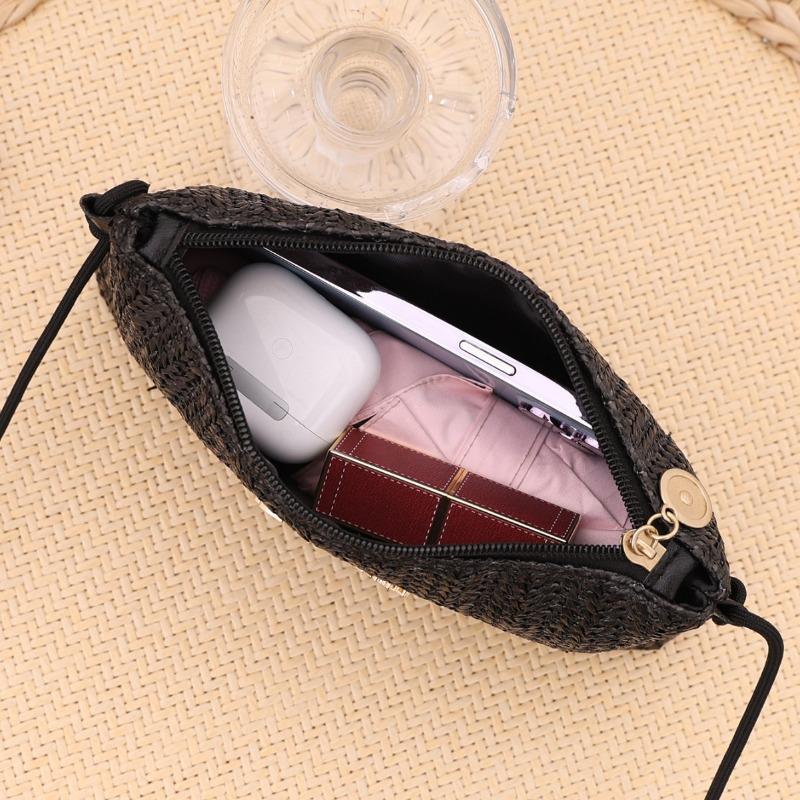 New women's straw bag, simple personality, long wallet, large capacity, main bag, mobile phone bag, change bag.