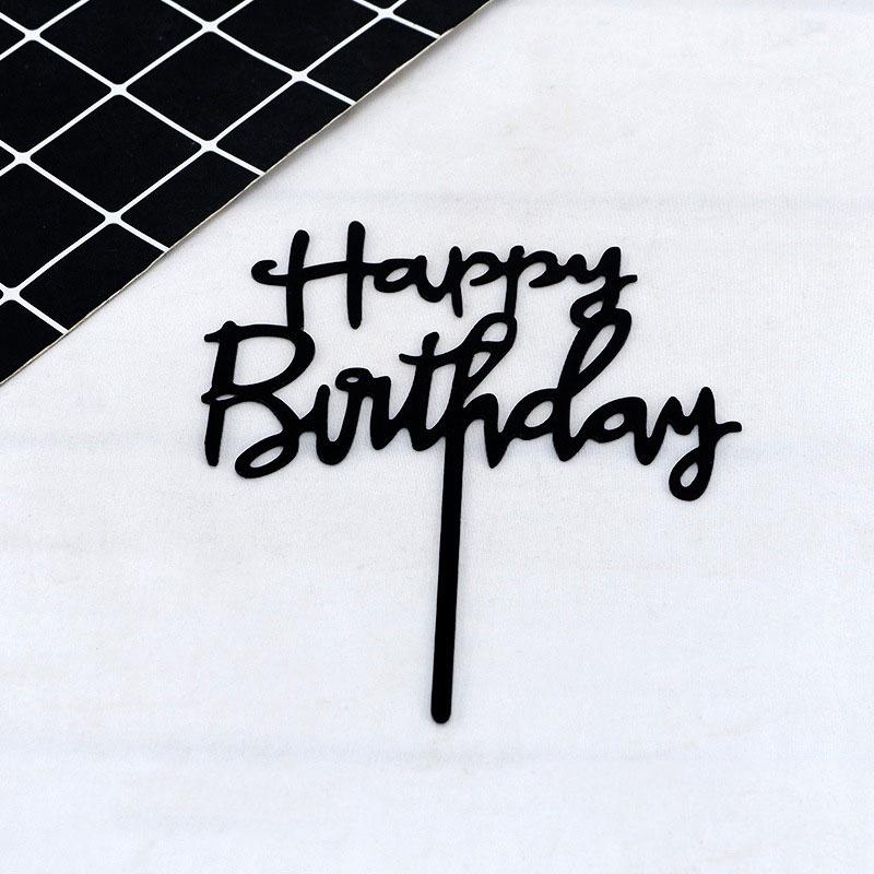 

Happy Birthday Cake Decoration Placards and Flags Baking Decoration Party Placards and Cards 1PC чёрный