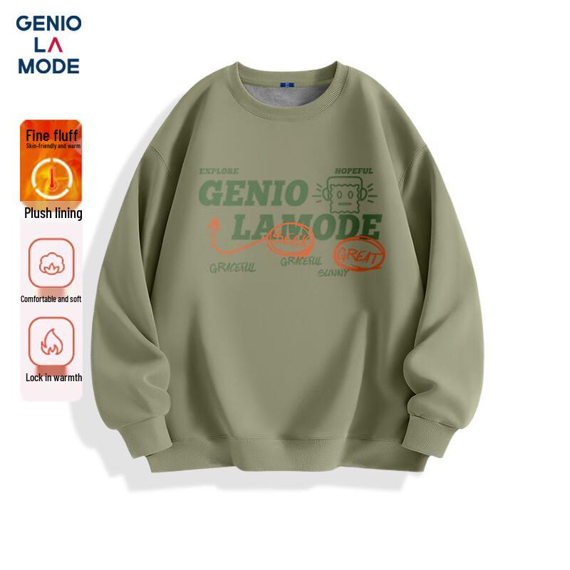 GENIOLAMODE Men's Big Cookie Graffiti Heavyweight Fleece-Lined Crewneck Sweatshirt