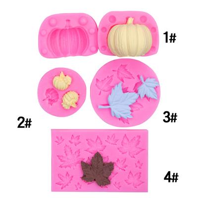 Halloween Set Kürbis Ahornblatt Modellierung Schokolade Keks Kuchen Silikonform Tropfen Kleber gebacken