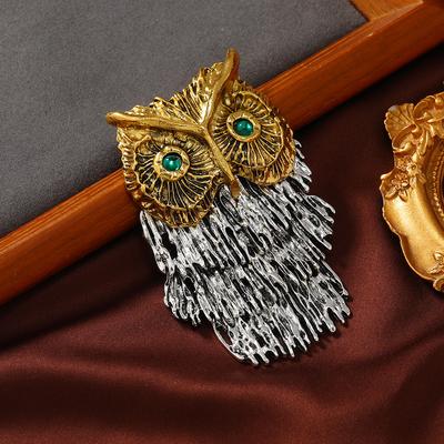 Moda Vintage Baykuş Broş Püsküllü Metal Erkek Hayvan Ceket Aksesuarları Korsaj Giyim Eyebelles