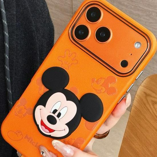 

3-in-1 Protective Case with 3D Mickey Design for iPhone 16/17 Promax, includes Lanyard, Anti-fall Feature 15Pro оранжевый