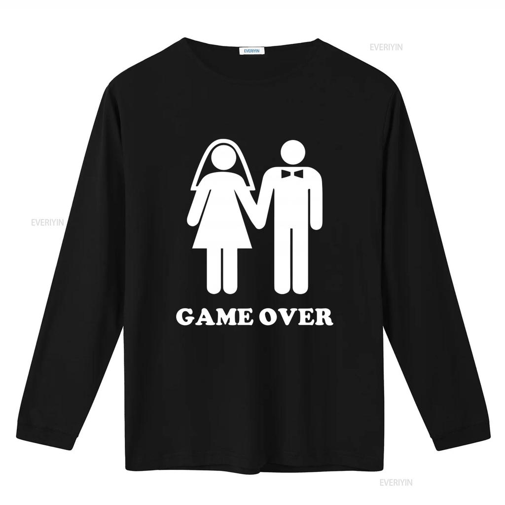 Funny Game Over Design Bachelor Party Men Wedding Groom T Shirt vintage Washed designer clothes Comfortable graphic Casual